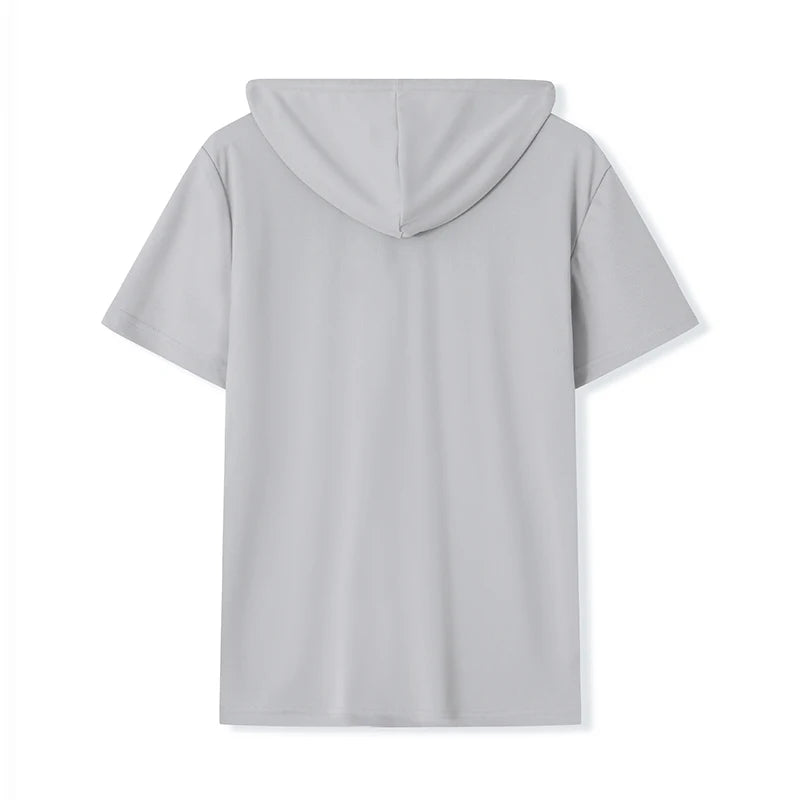 Men s Lightweight Short Sleeve Zip Up Hoodie Sweatshirt with Drawstring Solid Color Casual Pullover Hooded T-Shirt for Summer