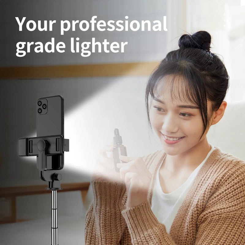MEUYAG Portable Foldable Selfie stick Monopod Tripod With Fill Light and Wireless Bluetooth Shutter Remote Control For Phone