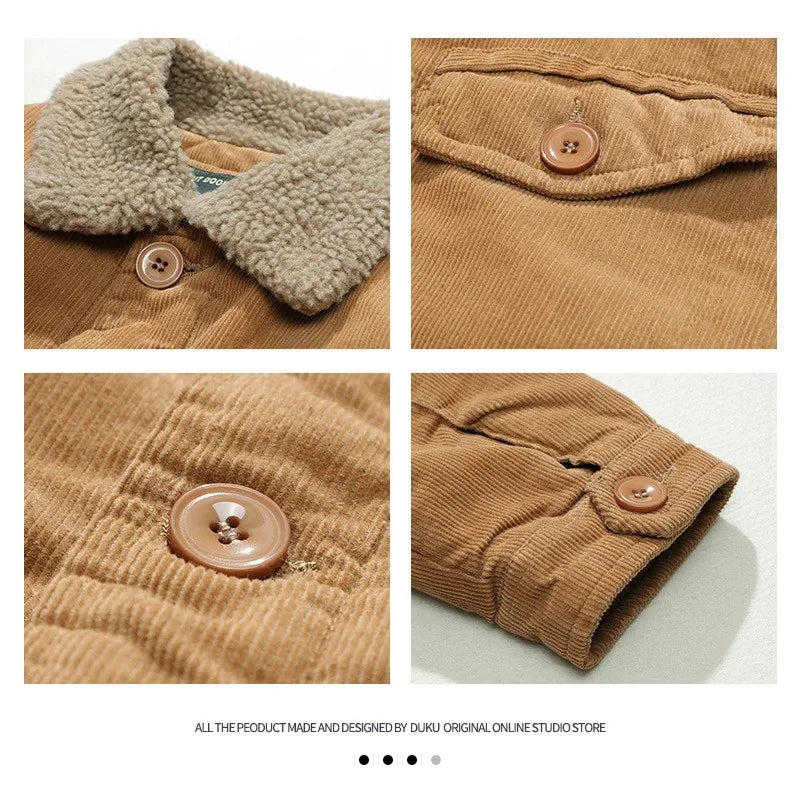 Men's Jackets Retro Trend Street Corduroy Jacket For Male Spring Autumn Fashion Vintage Short Flying Jacket High Street Coat New
