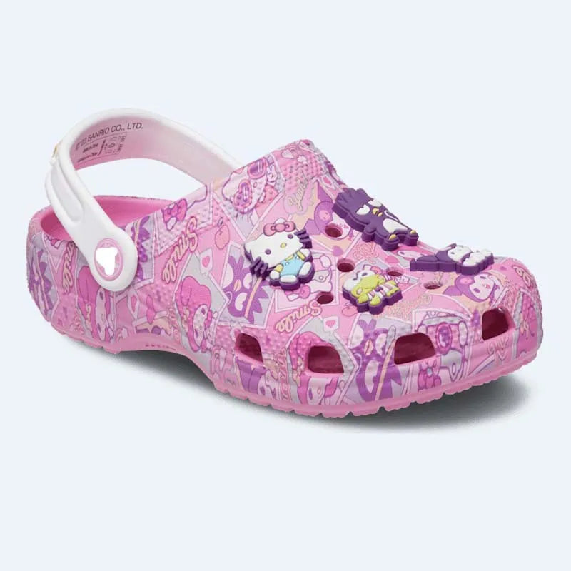 New Sandals Children Kuromi Sanrio Hello Kitty Kids Melody Cinnamoroll Crocs Cute Girls Slippers Non-Slip Beach Shoes Kid Gift