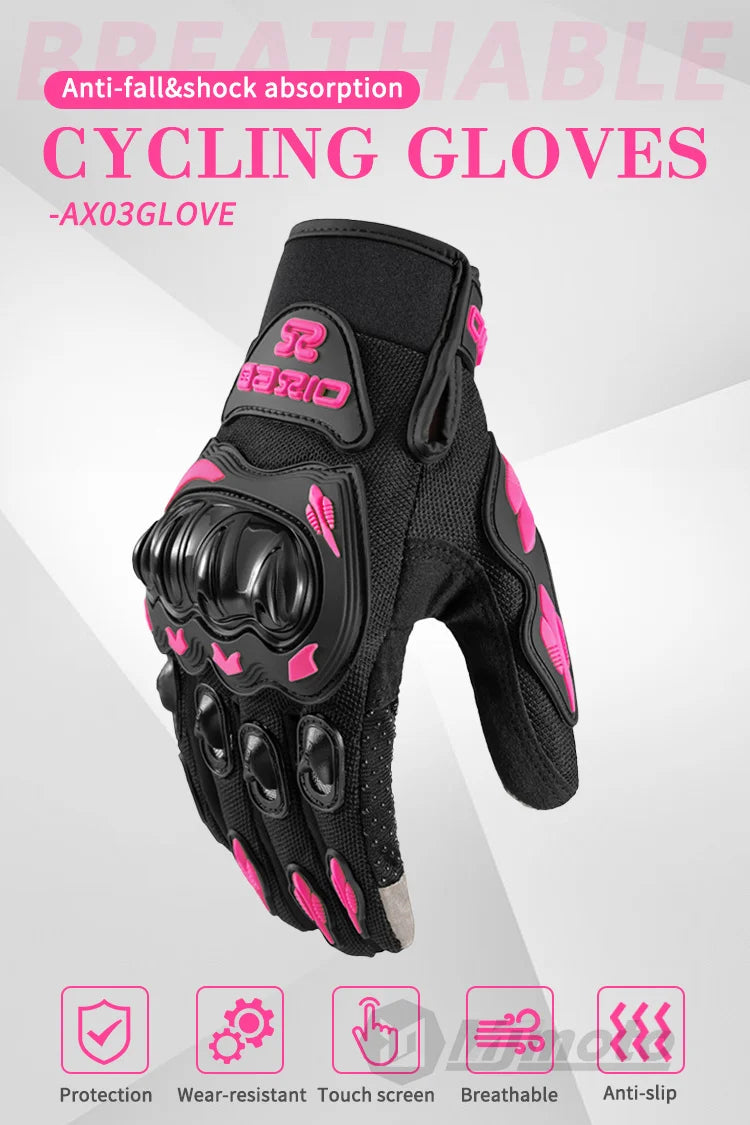 AXIO New Lady Pink Motorcycle Cycling Gloves Touchscreen Motocross Glove Wear-resistant Non-slip Motorbike Glove Mesh Breathable