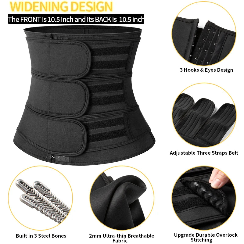 Women Waist Trimmer Tripple Belts Body Shaper Trainer Shapewear Girdle Tummy Control Slimming Fat Burning Postpartum Sheath Belt