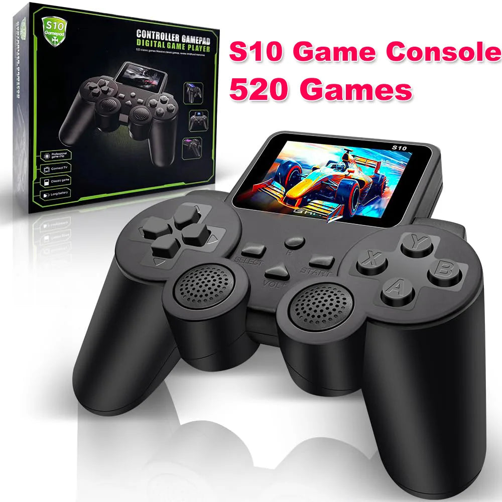 S10 Portable Video Game Consoles Gamepad Controller 2.4-inch Built-in 520 Games Retro Handheld Game Player AV Output Control