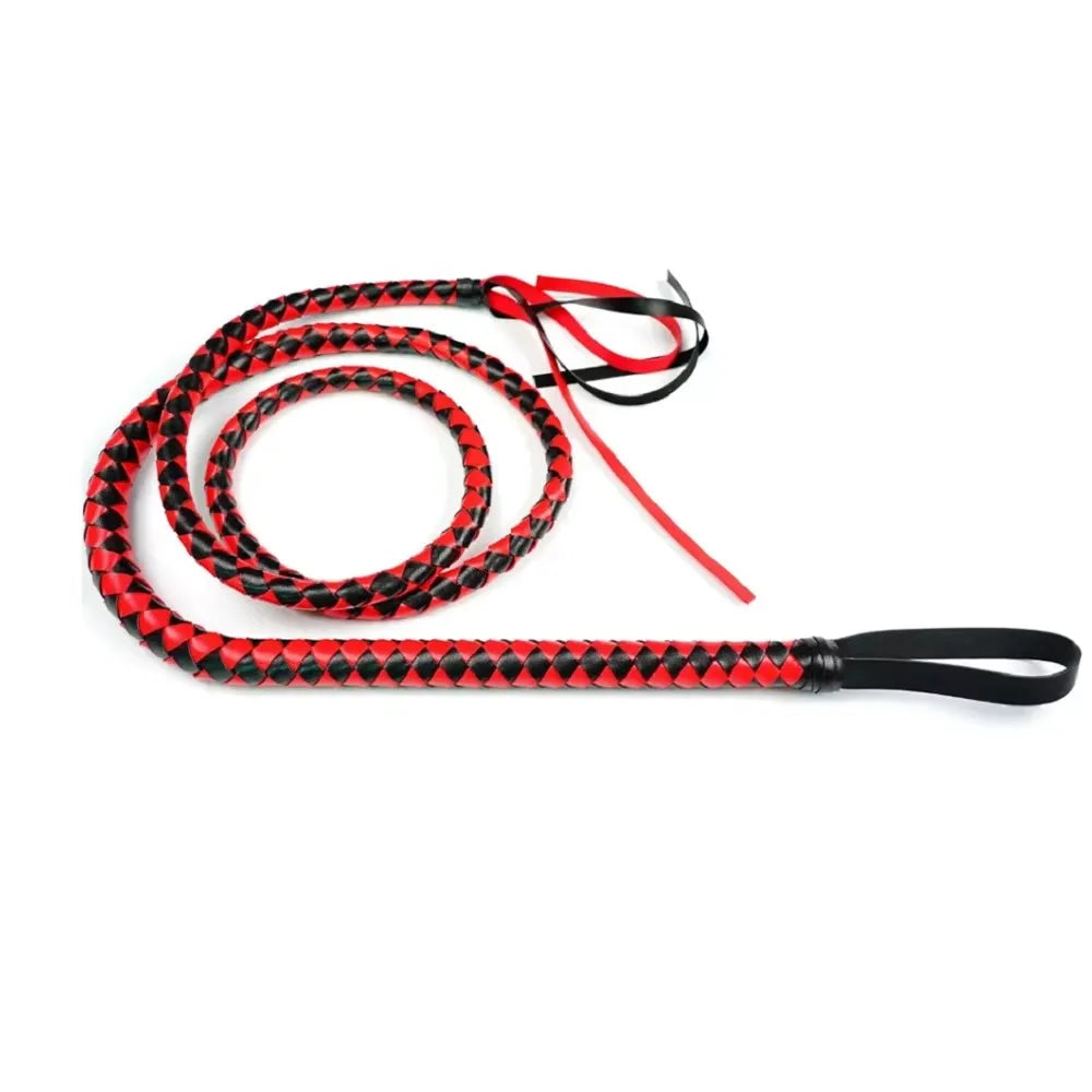 190CM PU Leather Horse Whip Bull Whip, 4 Plait Bullwhip,Spanking Flogger Role Play Horse Riding for Horse Training