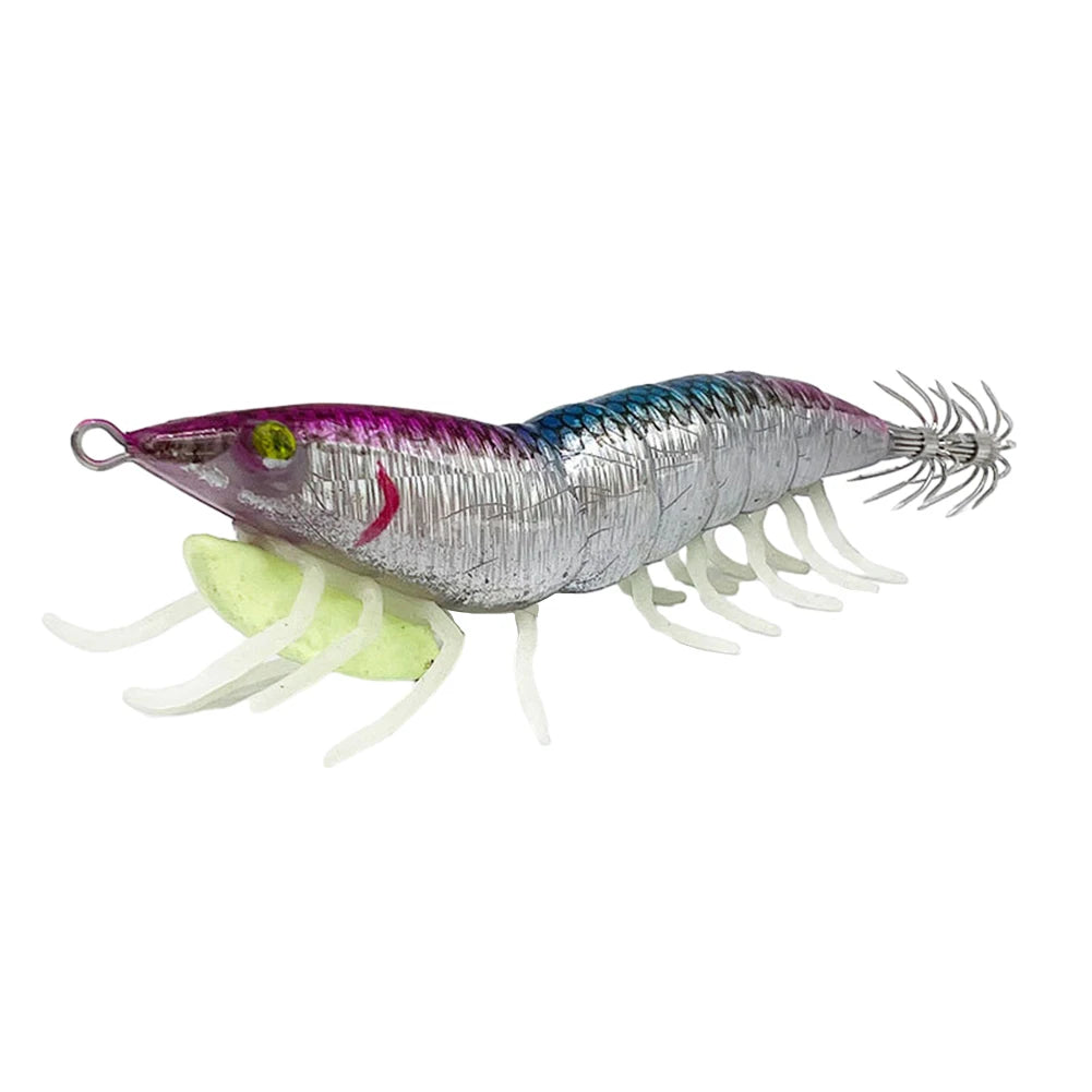 3.0 Squid Bait Squid Hook Wood Shrimp Squid Hook Soft Leg Shrimp Lure Bait Glistening Wood Shrimp Squid Hook Fishing Tackle