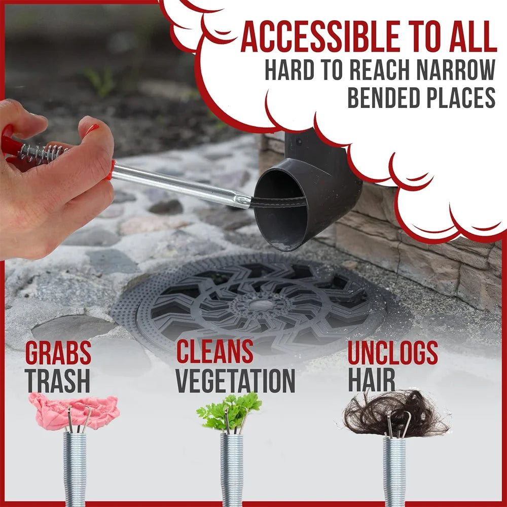 Spring Pipeline Dredge Hook Cleaner Gripper Grabber Pickup Flexible Drain Clog Remover Retractable Claw Retriever Kitchen Tools