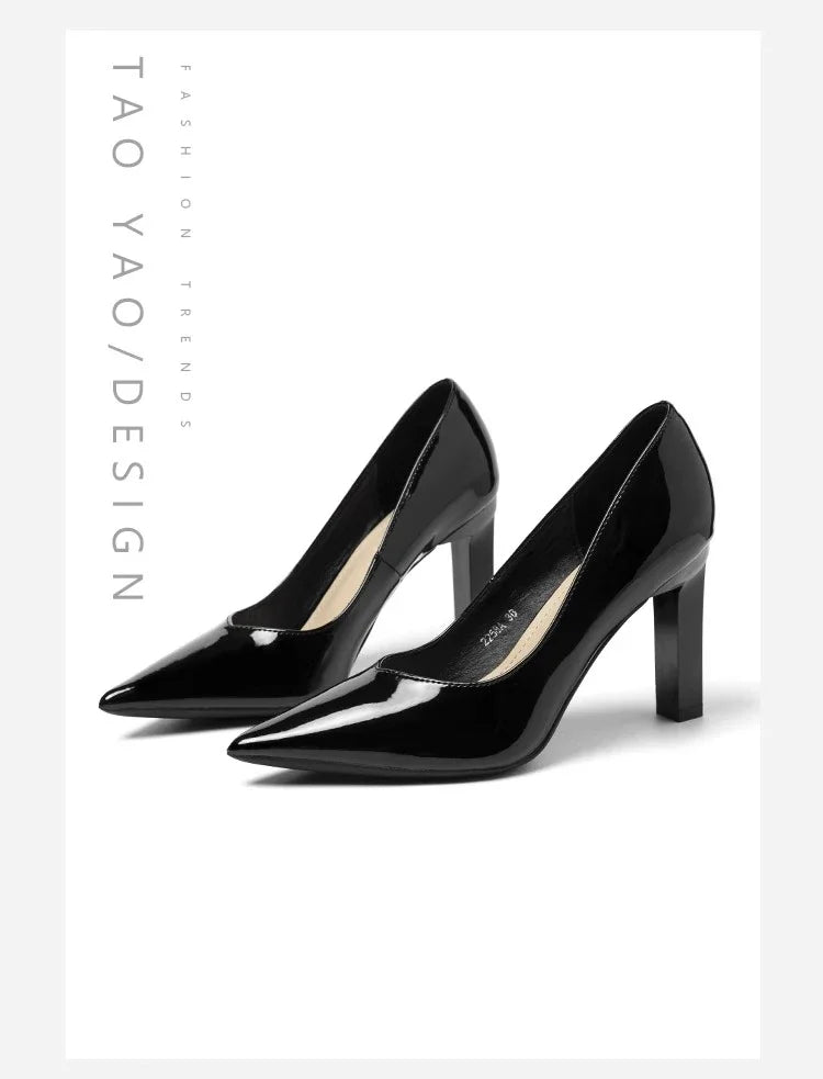 Square Heels Pumps Women Shoes Patent Leather Sexy Wedding Party Official Leisure Super Big Szie