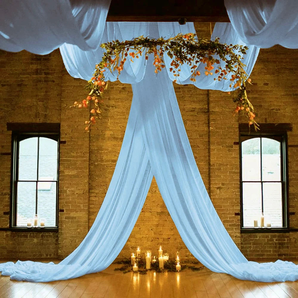 Bryllupsgardiner Takdekorasjon Chiffon Gjennomsiktig Gardin til Bryllupsmottak Bursdagsfest Buegardiner Telt Soverom Bakteppe