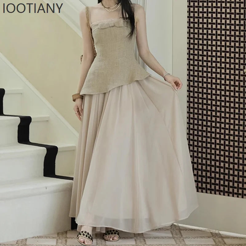 Women's Fashion Sexy Suspender Top And Skirt Set Summer New High Quality Elegant Cosplay Masquerade Dress Up Costume