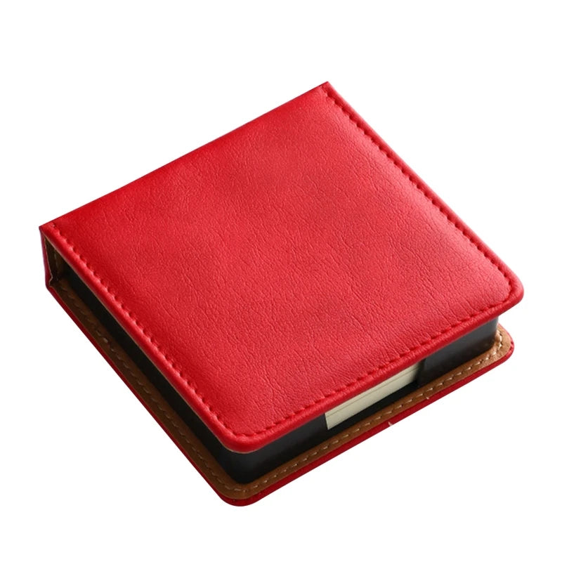 Sticky Note Box with Notepads Leather Memo Pad Dispenser Desktop Supplies for Students Office Worker