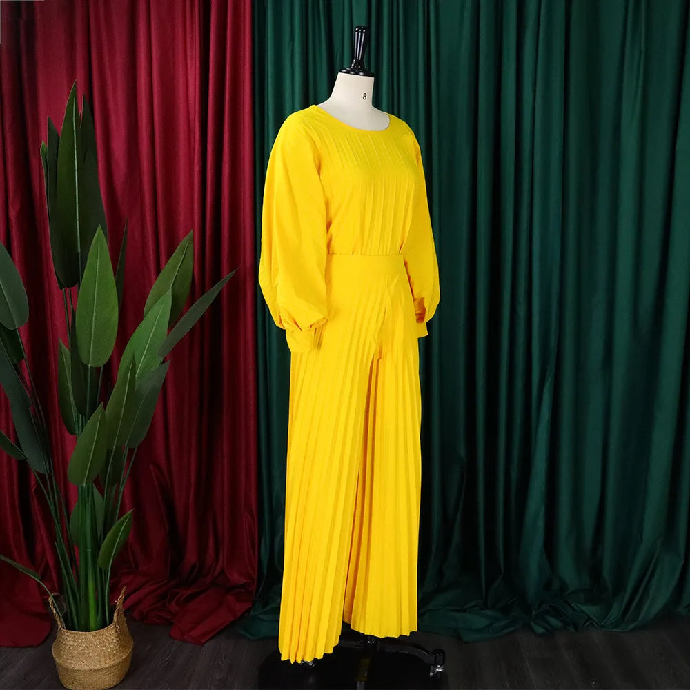 Women 2 Pieces Pants Sets Solid Blouse & Long Trousers Fashion Loose Ladies Daily Wear Outfits Matching Pants Sets Cloth Sets OL