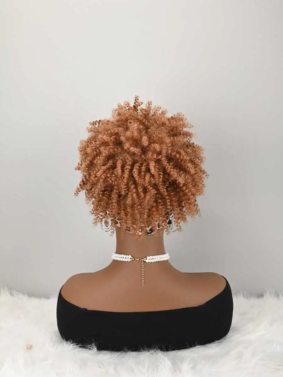 Headband Wigs For Women Afro Kinky Curly Wig With Synthetic Short Hair Wigs With Headband Attached Headwrap Wigs