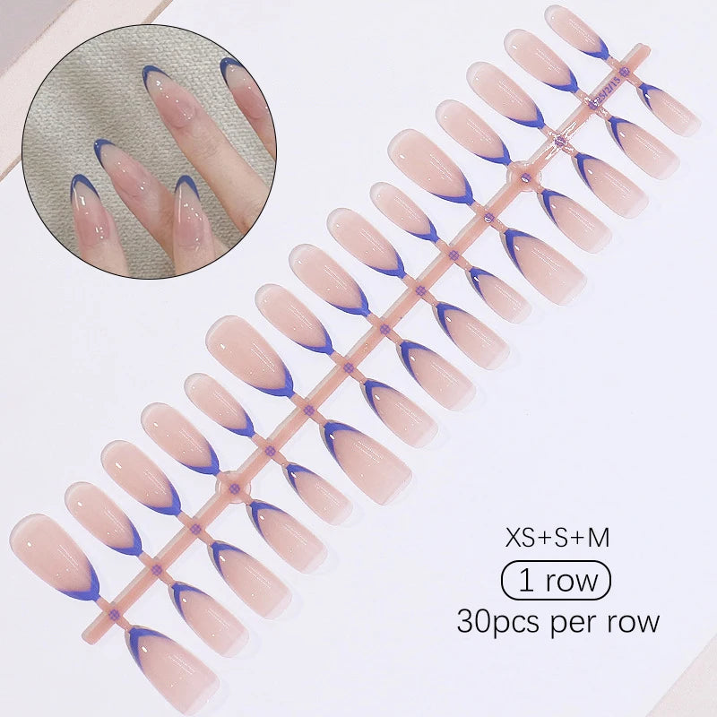30Pcs Solid Color Nail Tip Fake Nail Fashion Nude Pink Wearable False Nails Simple Full Cover Press On Nails DIY Wear Nail Tool