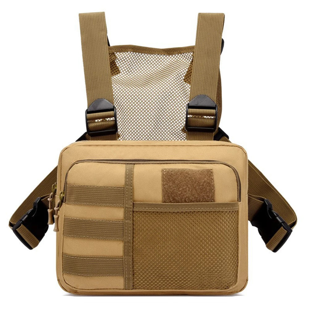Bolsa de pecho funcional Estilo urbano Punck Bolsa de pecho Moda portátil Multifuncional Múltiples bolsillos Impermeable para senderismo y deportes