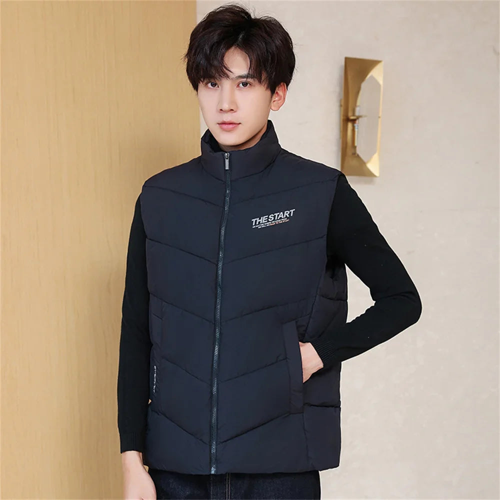 Vest Jacket Men Cotton Padded Jackets Men Clothing Autumn Winter Warm Sleeveless Jackets Men Waist Coats 2025 Hip Hop Coats