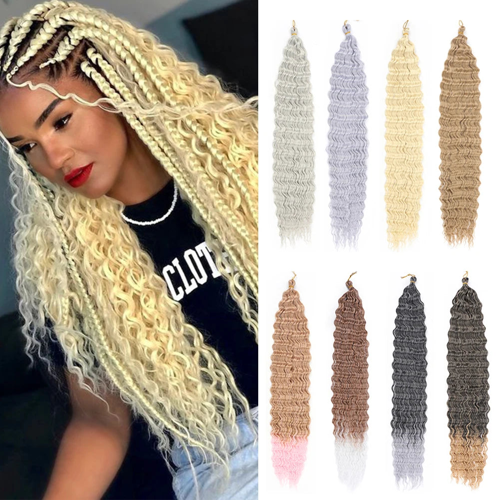 Ocean Wave Crochet Hair Long Deep Wave Curly 22 inch Braiding Hair Soft Synthetic Curly Crochet Hair For Women