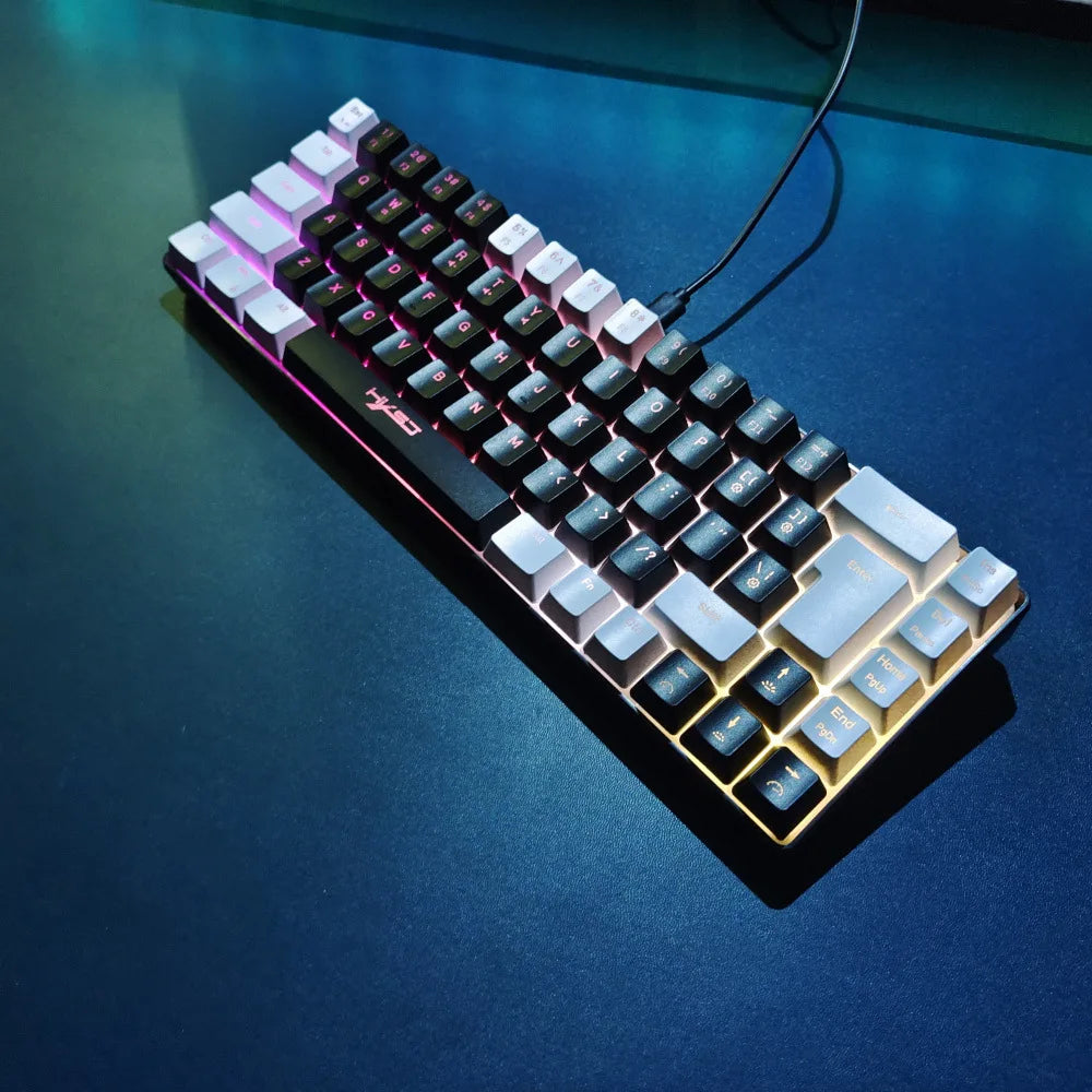 Keyboard 68 keys RGB gamer backlit ergonomic wired key board 65% pc computer office Portable usb laptop Keyboards white black