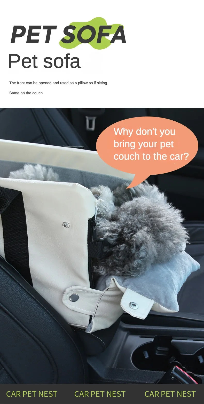 Puppy Dog Car Seat Travel Central Control PU Leather Pet Carrier for Small Dogs Chihuahua Cats Car Transport Dog Accessories