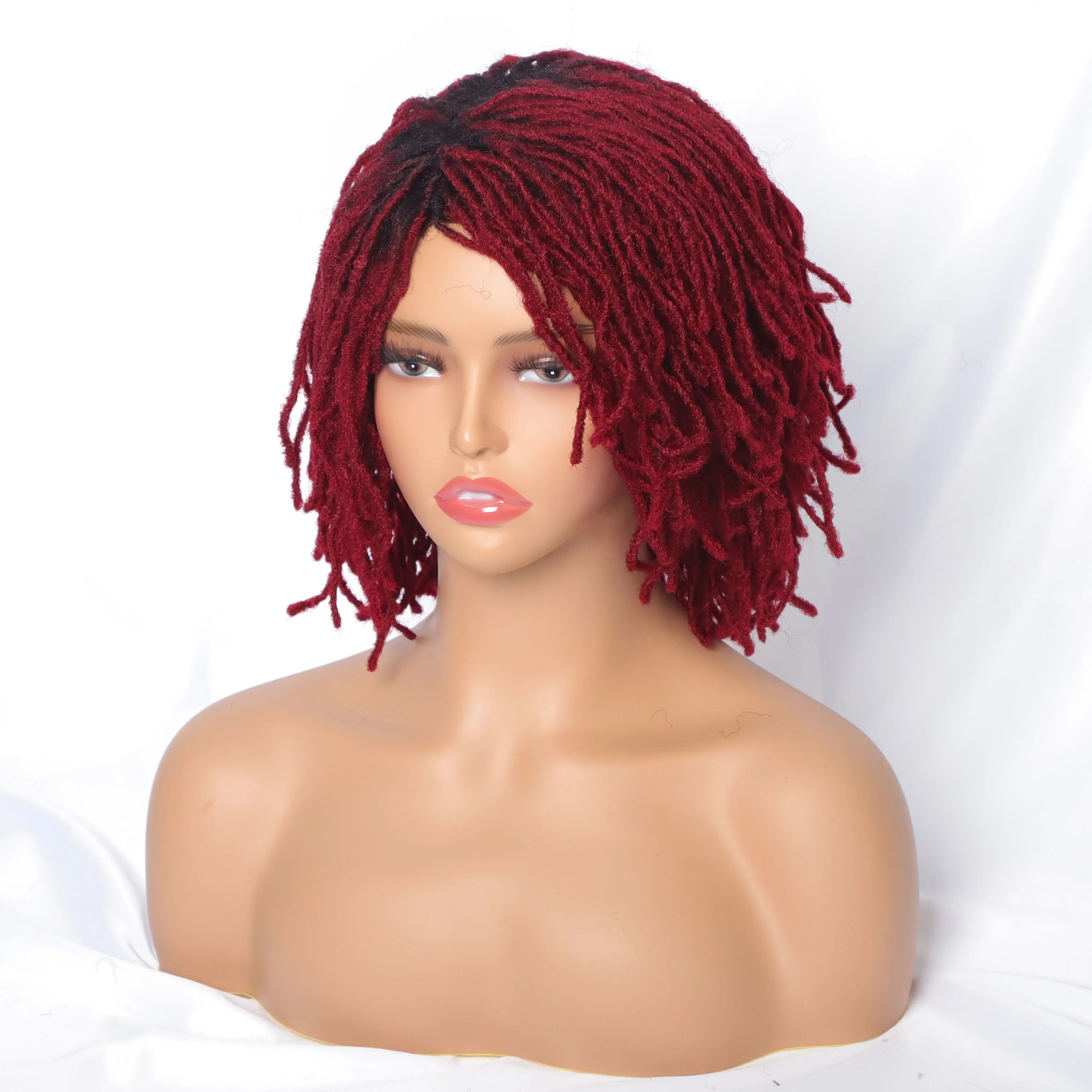 10Inches Braided Wigs  Afro Bob Wig Synthetic DreadLock Wigs For Black Woman Short Curly Ends Cosplay Yun Rong Hair