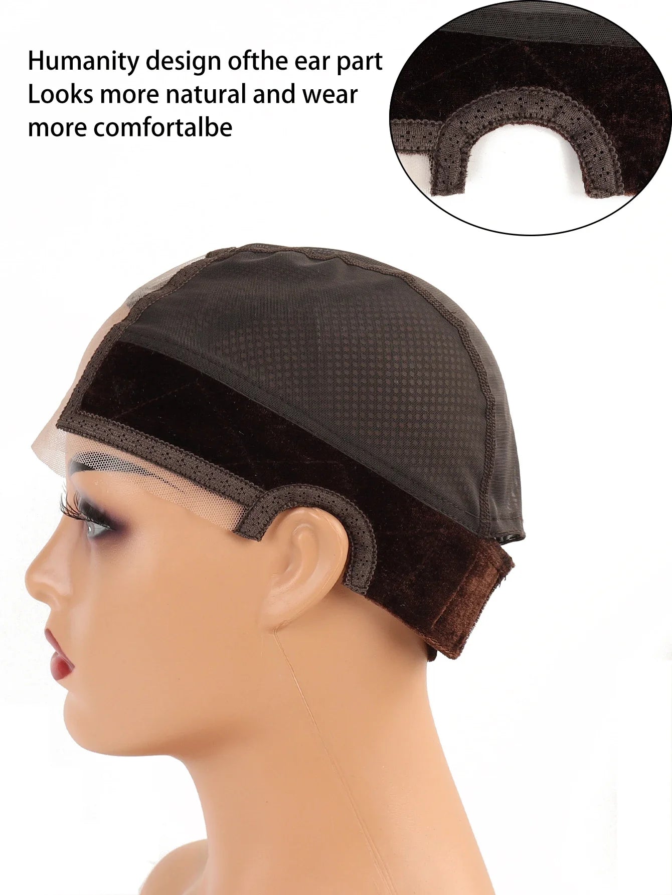 Female Headband Wig Cap Hd Lace Wig Cap For Wig Making U Part Wig Caps With Adjustable Velvet Wig Grip To Wear Wig Nude Hair Net