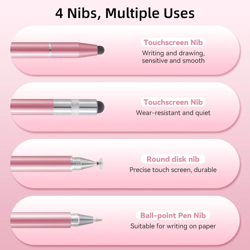 4 In 1 Universal Stylus Pens For Touch Screens High Sensitivity Precision Capacitive Stylus Compatible With Touchscreen Devices