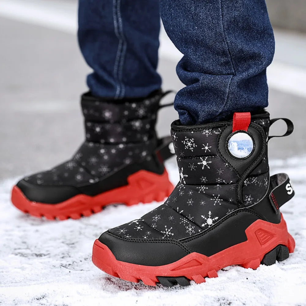 Children Snow Boots Girls Boys Fashion Sneakers Winter Kids Keep Warm Sport Fashion Leather Shoes Outdoor Snow Ankle Boots New