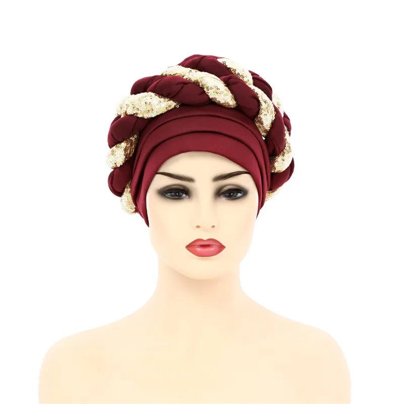 Sequin Braid African Turban
