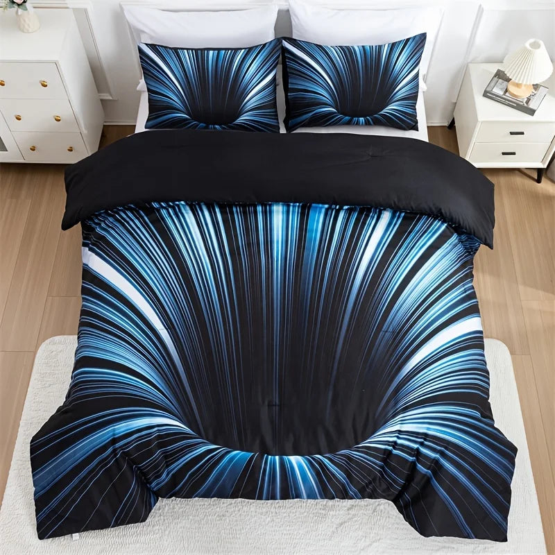 3pcs Duvet Cover Set  blue and Black 3D Bedding Cover, Men Women Adults Bedroom Decor Comfortable and soft fabric no pillow core