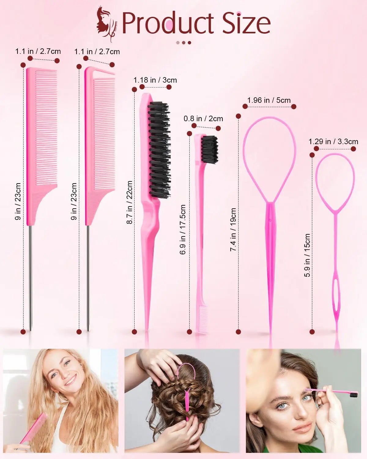 Set de peines para peinar el cabello (8 piezas)