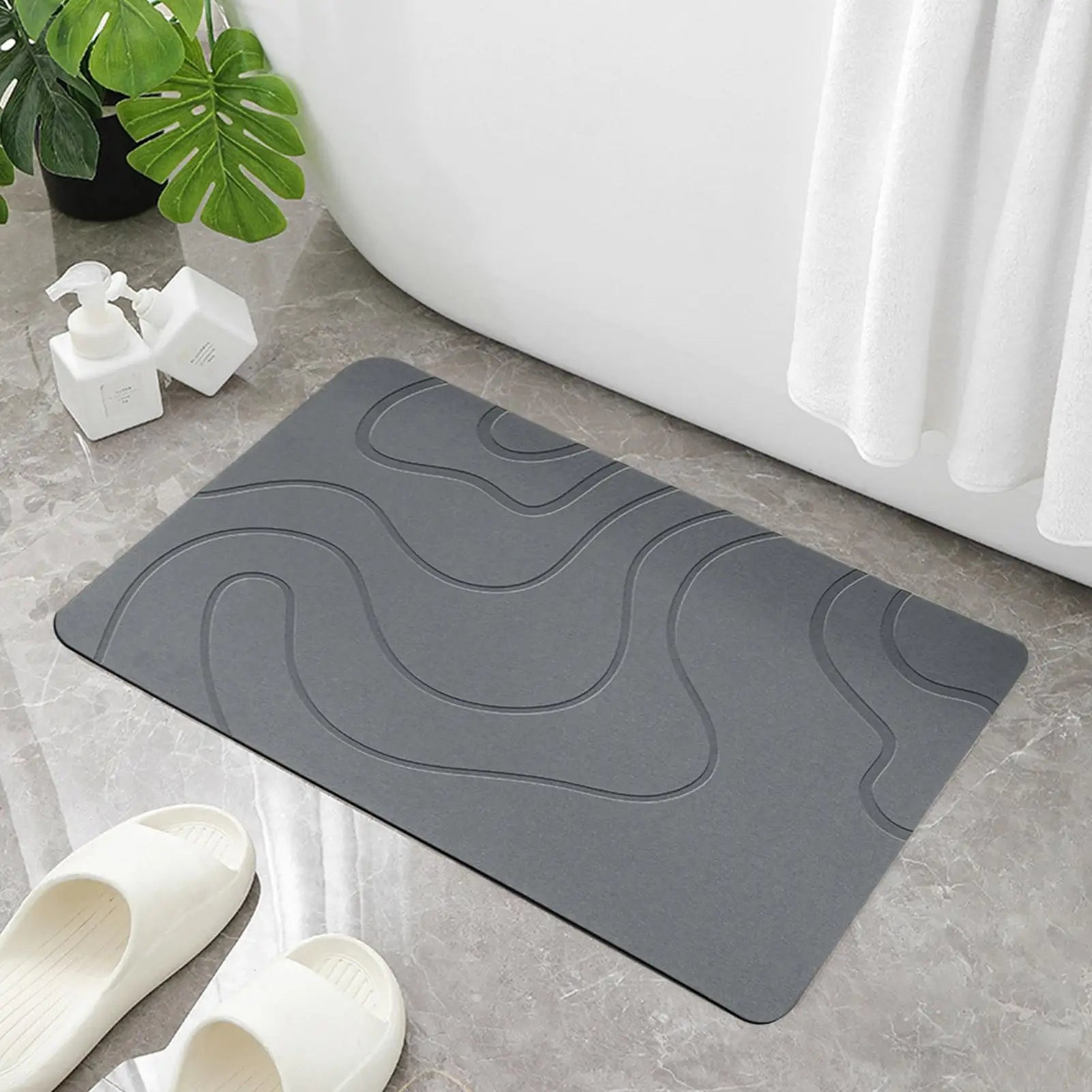Alfombrilla de piedra para secado de baño, alfombrilla blanda de barro de diatomeas, alfombrilla antideslizante para puerta de inodoro, alfombrilla de ducha de piedra de diatomeas de secado rápido con absorción de agua