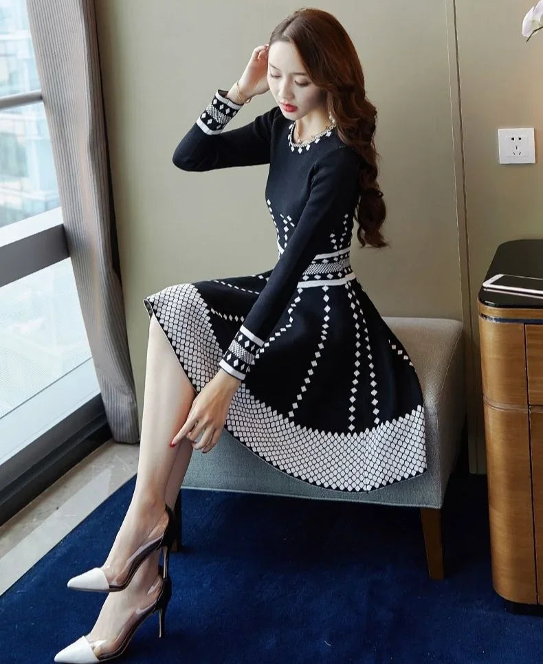 Fashion Woman Long Sleeve Dress Midi Dresses for Women Elegant and Pretty Casual Youth Summer 2025 Autumn Winter Luxury Clothing