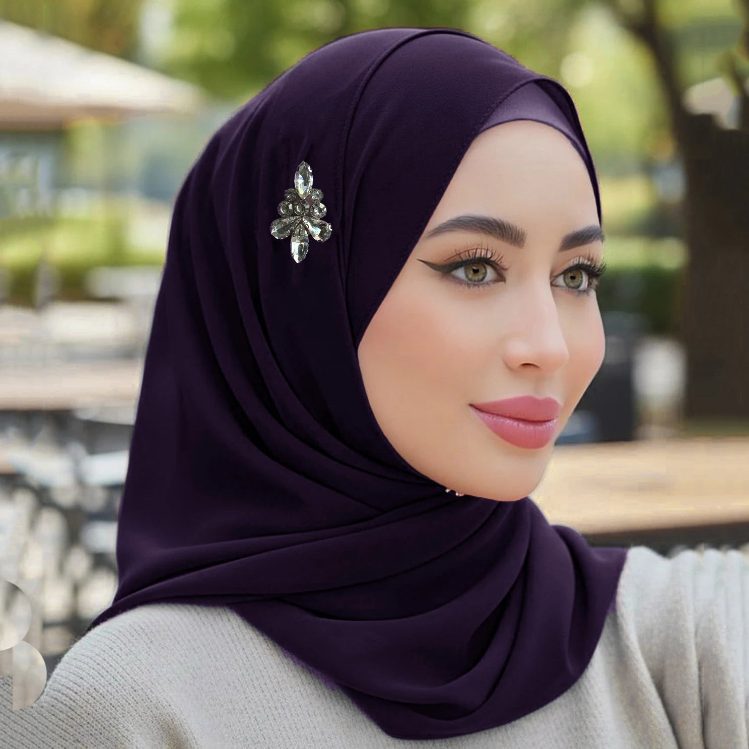 Rhinestone Chiffon Hijab