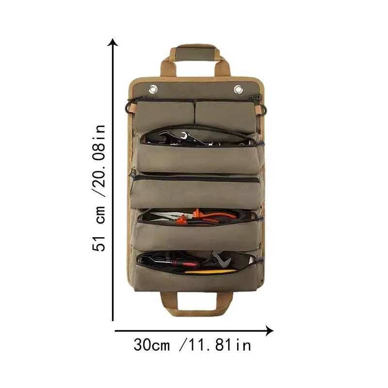 Sac à outils multi-usages, sac de rangement portable professionnel à poches multiples, sac de rangement étanche roulé, pinces, clés