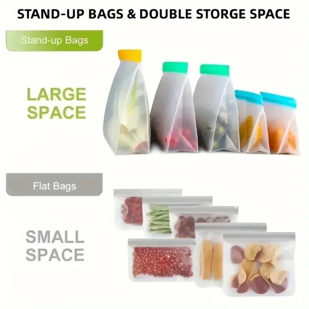 3 bolsas reutilizables de silicona para alimentos, bolsas reutilizables a prueba de fugas para congelador,