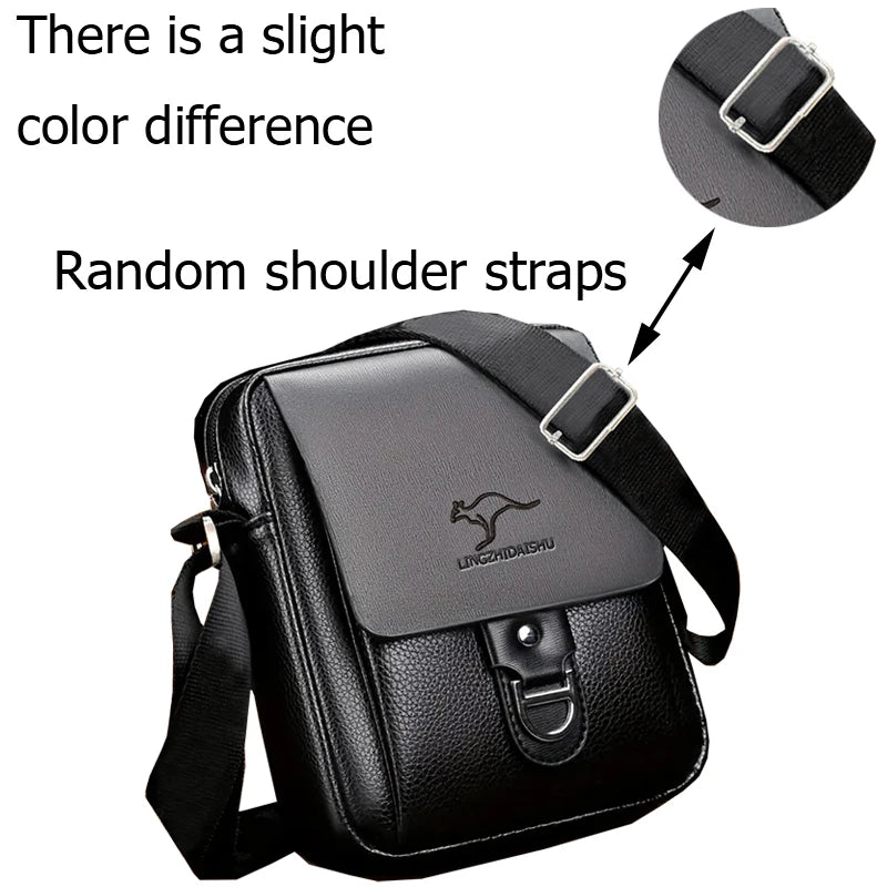 Flerfarget crossbody-veske i skinn for menn