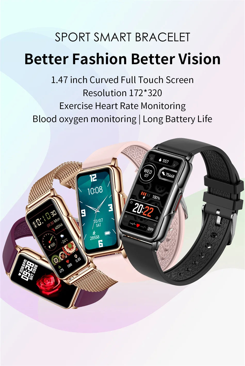 Nuevo reloj inteligente deportivo para hombre y mujer, pantalla táctil completa de 1,47 pulgadas, rastreador de actividad física GPS, Smartwatch con clasificación IP67 resistente al agua para teléfonos Android e iOS