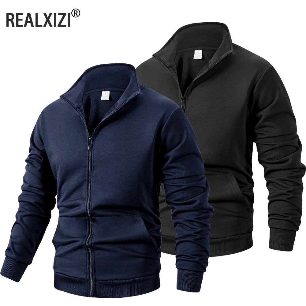 Men's Lightweight Work Jackets Mens Fashion Full Zip Long Sleeve Jacket Sweatshirts Casual Sport Cardigan Jacket Coat