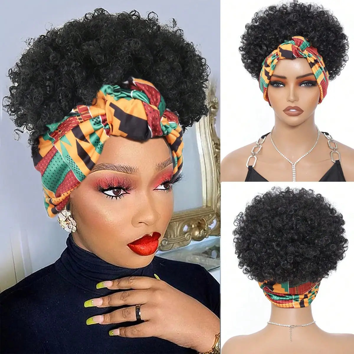 Afro Curly Headband Wig