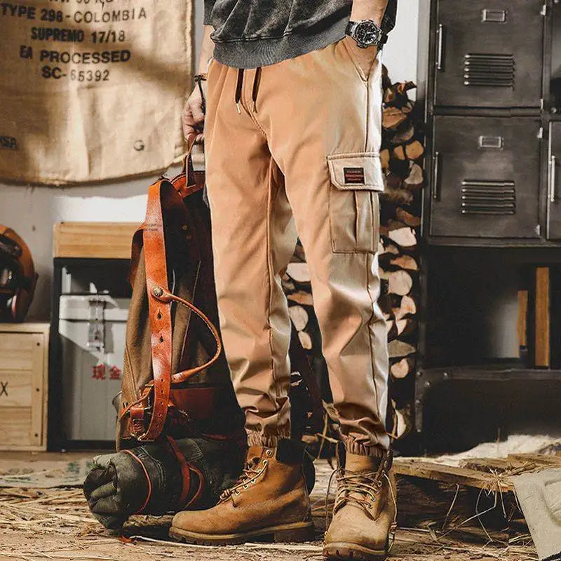 New workwear pants for men, spring and autumn fashion brands, leg binding pants, casual pants, American plus size loose Ha