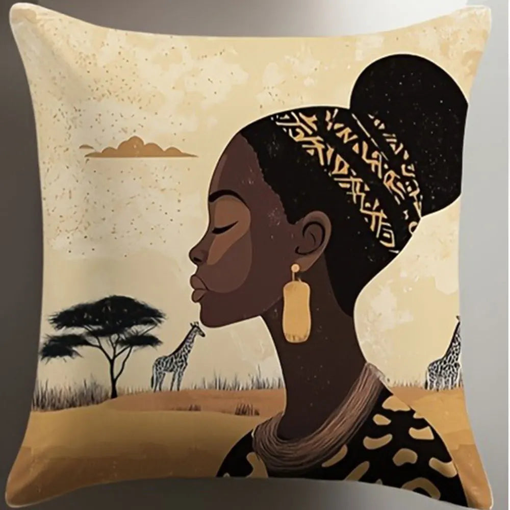 African - style Figure PillowcasesBedroom Living Room Sofa Home Decor Polyester Cushion Cover with Zipper
