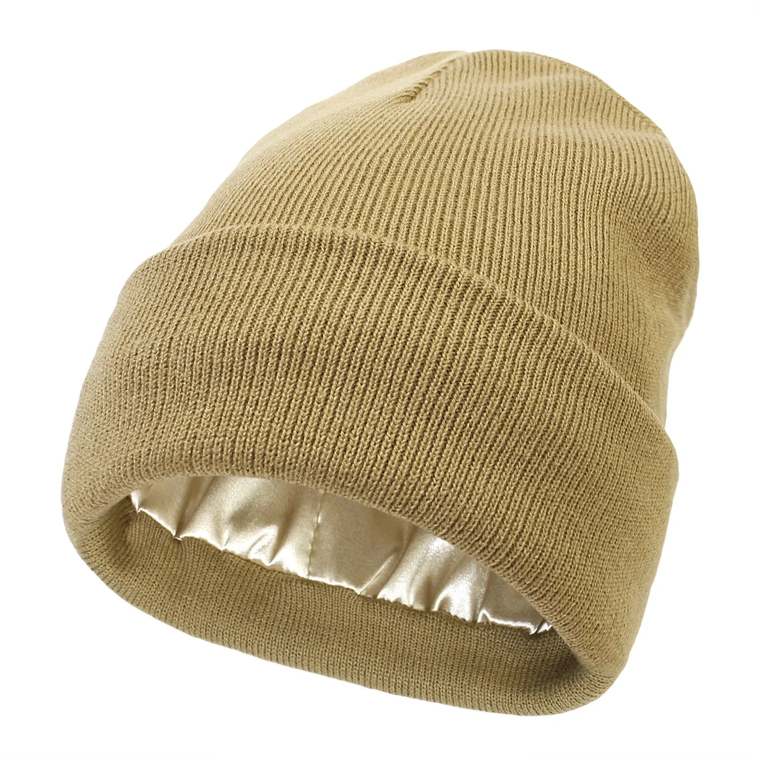 Knitted Hat For Women Silk Satin Lined Beanies Chunky Caps Warm Winter Women Men Bonnet Skullies Caps Male Female Balaclava Hats
