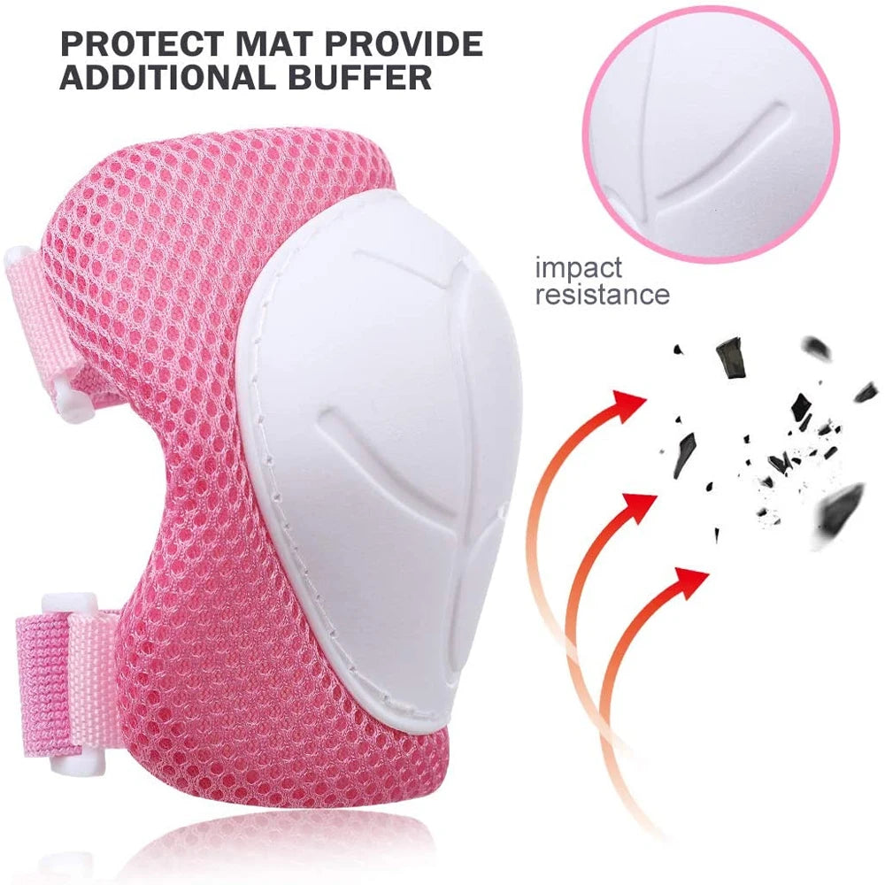 Juego de 6 piezas de equipo de protección infantil, rodilleras para niños pequeños de 3 a 14 años, rodilleras y coderas con protectores de muñeca 3 en 1 para patinaje y ciclismo