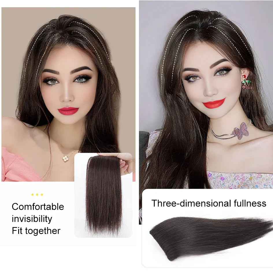 Extensiones de pelo sintético de 2 piezas/juego, extensiones de pelo, aberturas y piezas de repuesto para la parte superior, artefacto de reemplazo