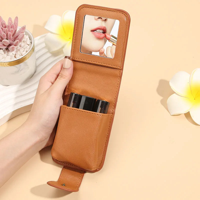 Makeup bag small women's portable makeup box with mirror mouth red envelope storage bag mini women's bag