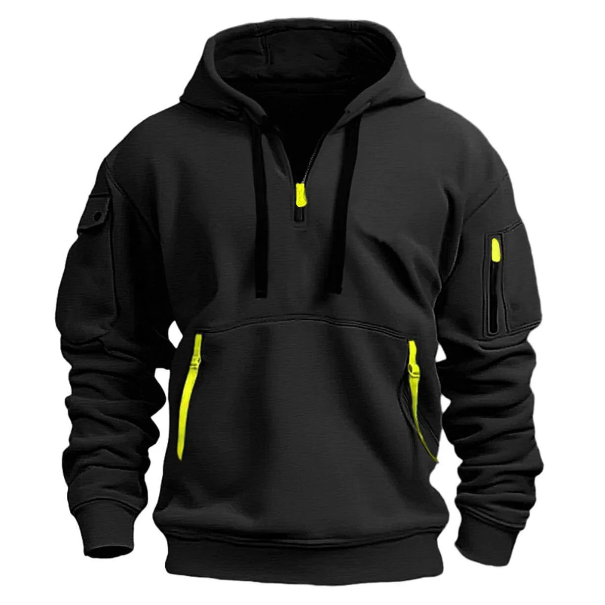Multi Pocket Zipper Fleece Hooded Casual Shirt for Men and Women Plus Size Loose Pullover Fashion Sweatshirt top