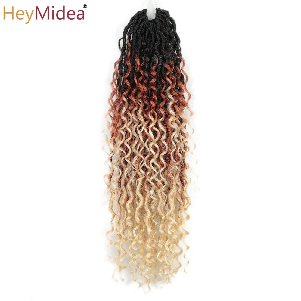 Synthetic Goddess Locs Crochet Hair Braids Curly Faux Locs Braiding Hair Extensions Wig For Women Black Hippie Boho Style