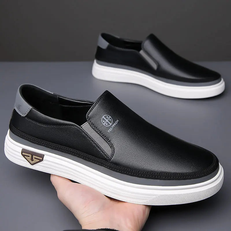 Men’s Genuine Leather Slip-On Sneakers