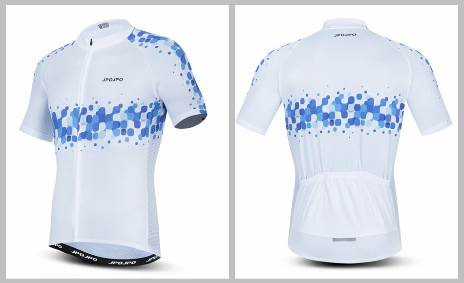 Maillot de Ciclismo para Hombre, Bicicleta de Montaña, Carretera, MTB, Camiseta de Verano, Ropa de Ciclismo de Carreras, Uniforme, Chaquetas, Blanco y Rojo