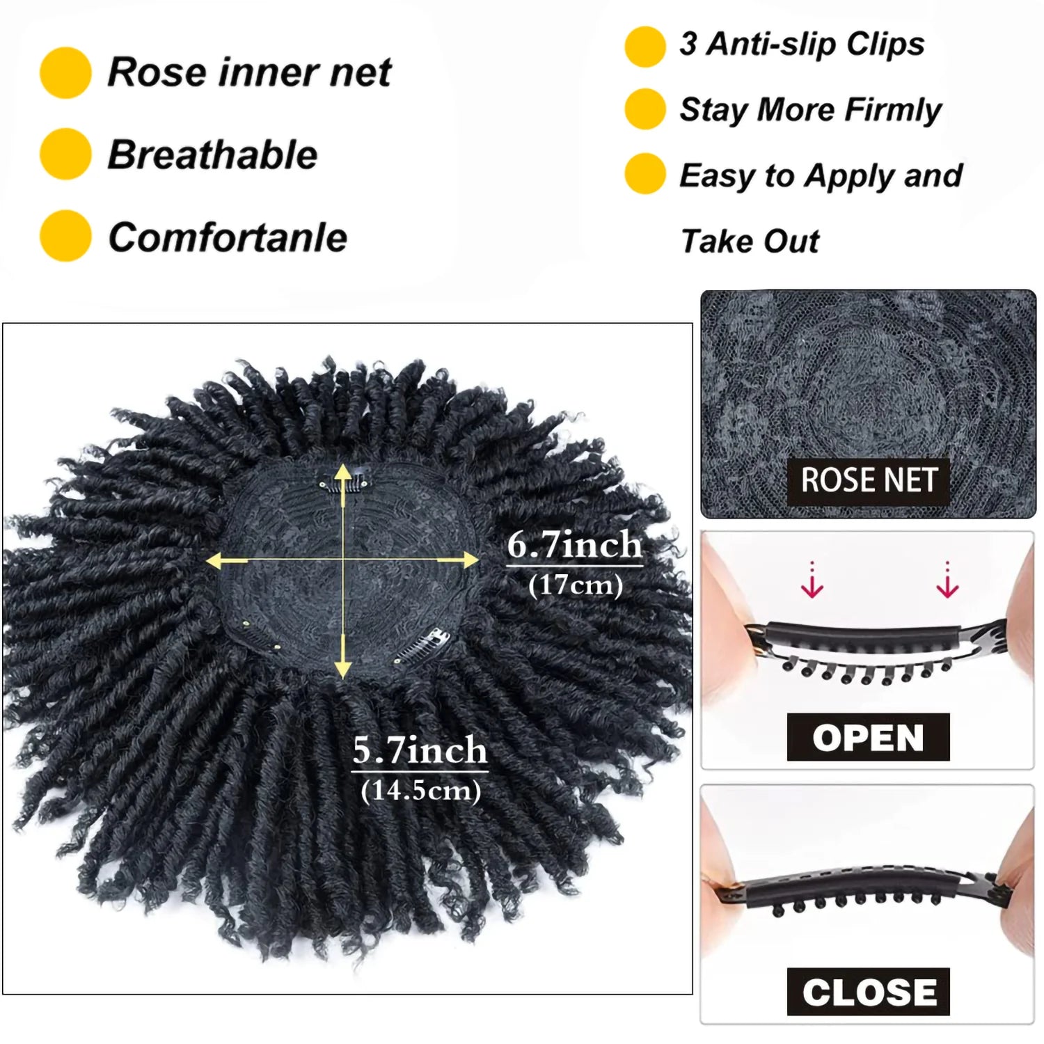 6 Inch Short Dreadlock Wigs Synthetic Braided Half Wig Short Hairpieces Hair Toupee Afro Wigs for Men Black Women