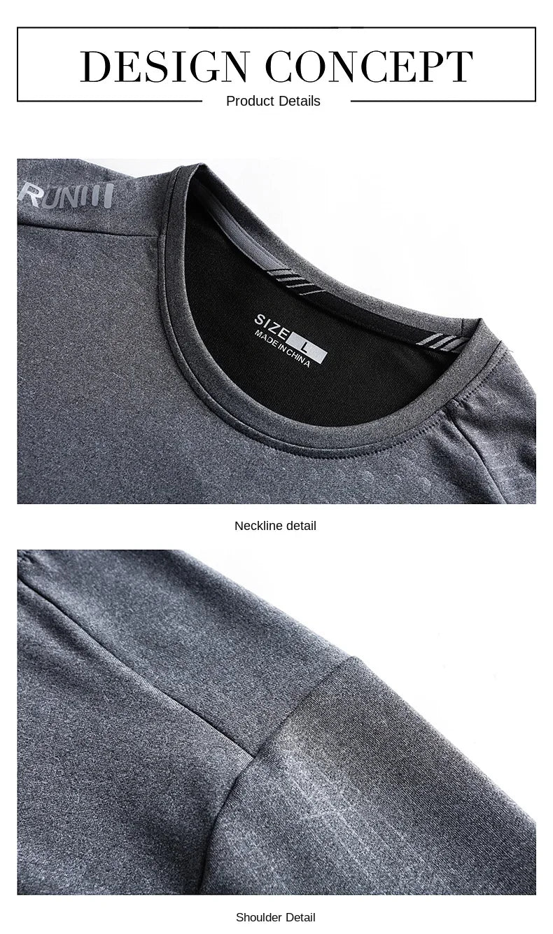 Youth Fashion Handsome Autumn Versatile Round Neck T-shirt Comfortable High Elasticity Breathable High Quality Long Sleeve Top